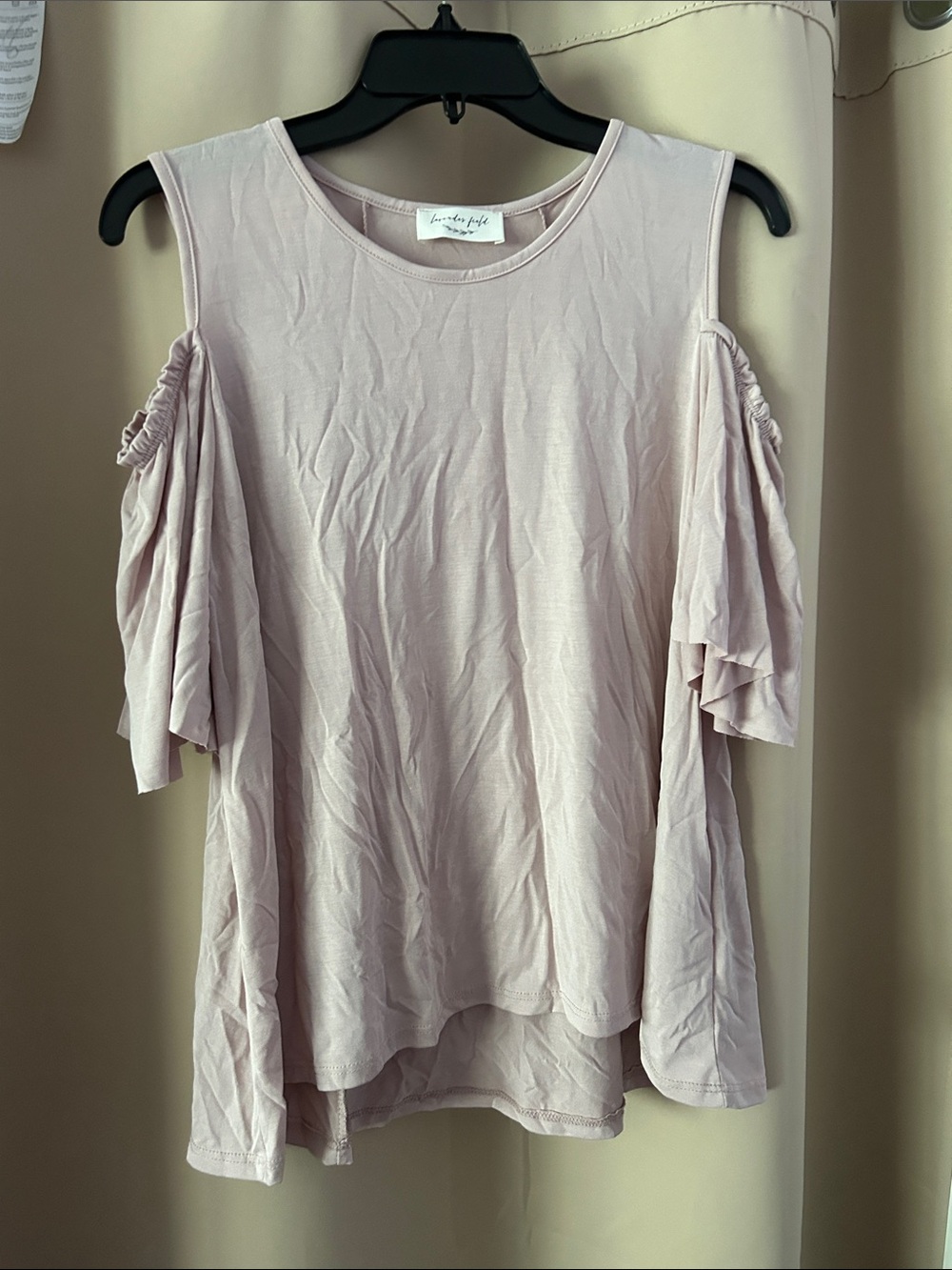 lavender field Blush Pink Cold-Shoulder Ruffle Sleeve Tee